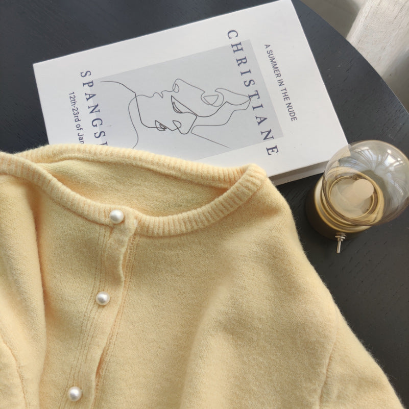 Women's Loose Pearl Button Sweater Coat