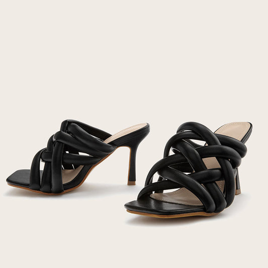 Square Head Toe High Heel Sandals Girl