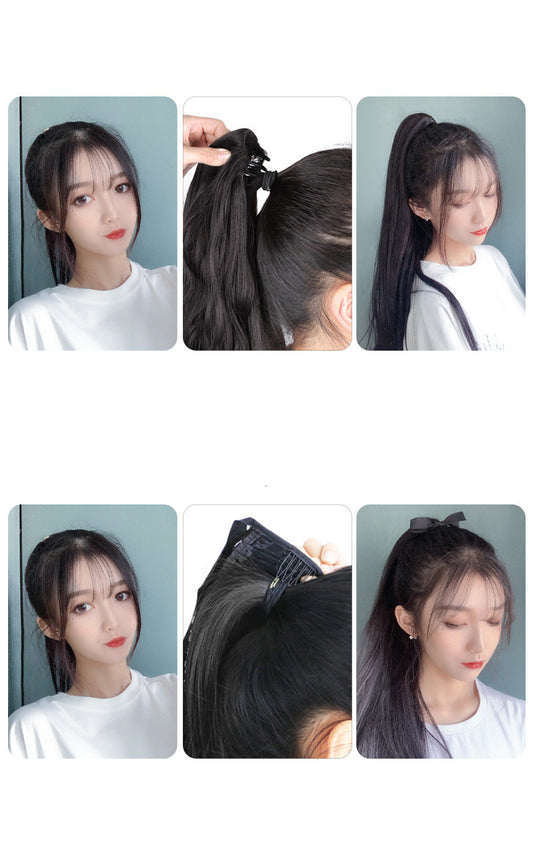 Natural Net Red Micro Curl High Tie Ponytail