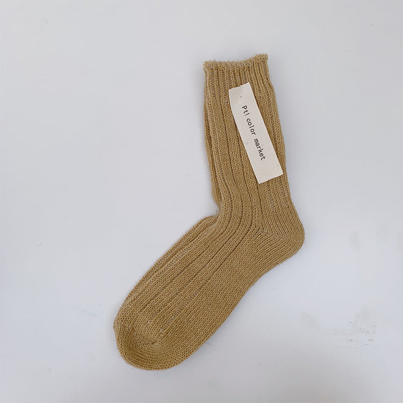 Retro Wool Spinning Series Double Needle Women's Socks