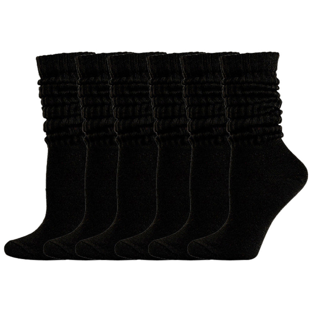 Loose Stockings Spring And Autumn Women's Black, White And Gray Pure Color Socks