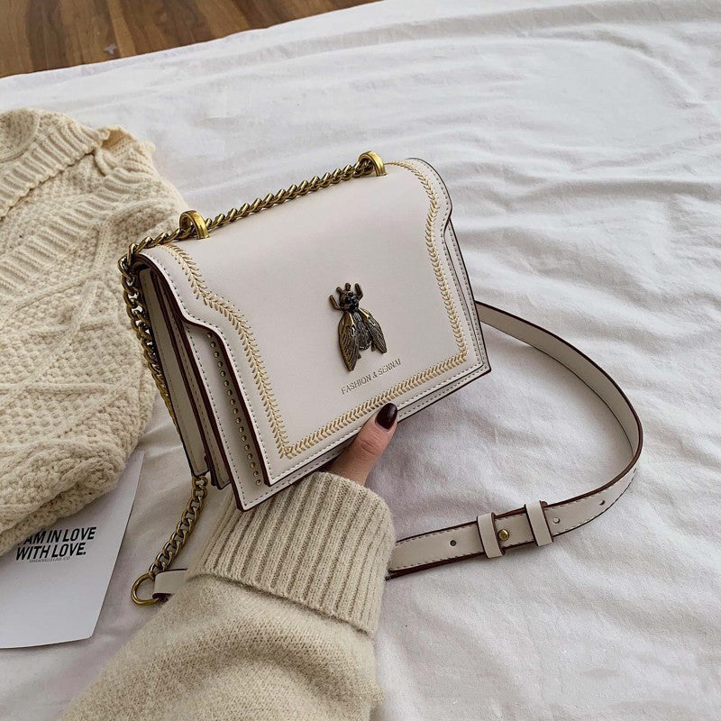 Small square bag chain shoulder all-match small bee rivet messenger bag