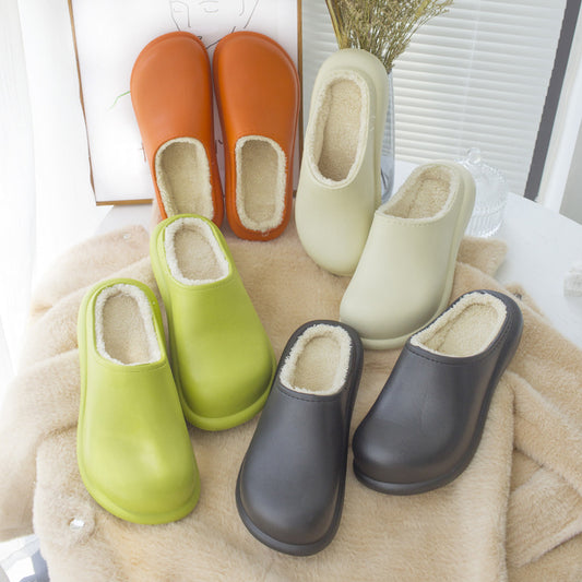 Half-pack With Cotton Slippers, Home Warm Cotton Shoes, Couple Slippers