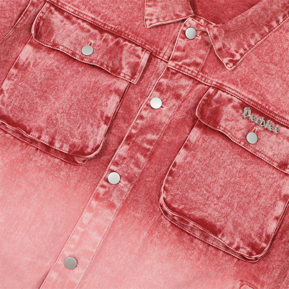 Washed Tie-dye Gradient Denim Jacket