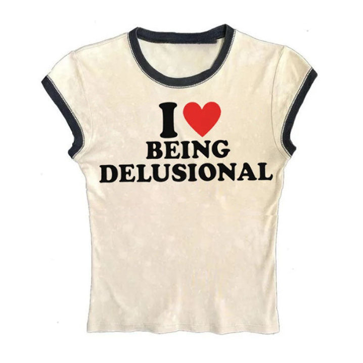 Letter Street Trendy Short Slim-fit Short Sleeve