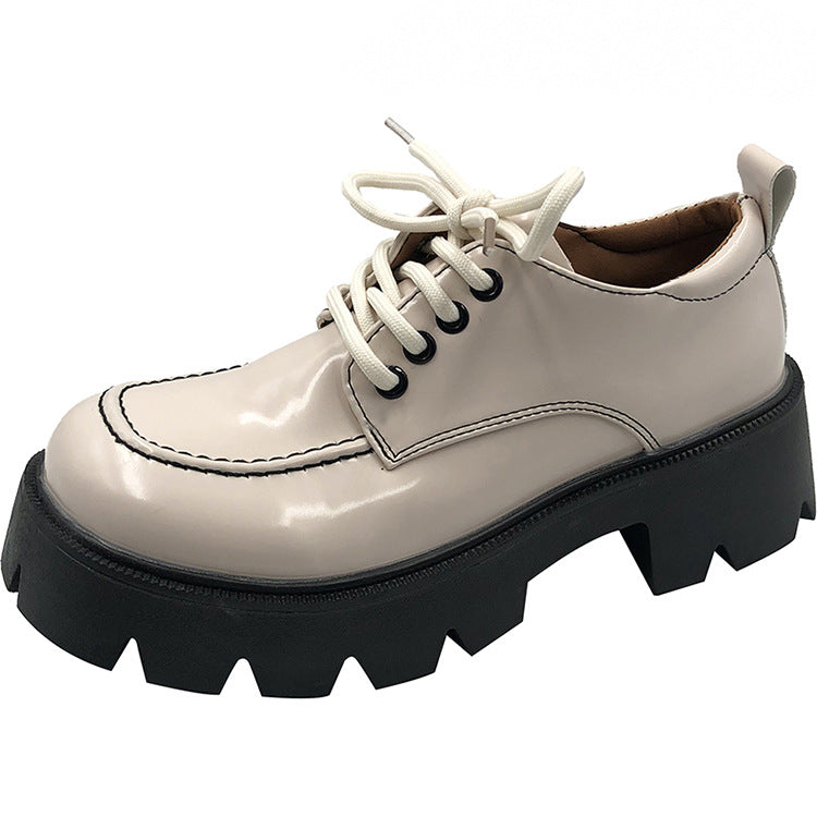 Square Toe Lace-Up Platform Loafers Retro