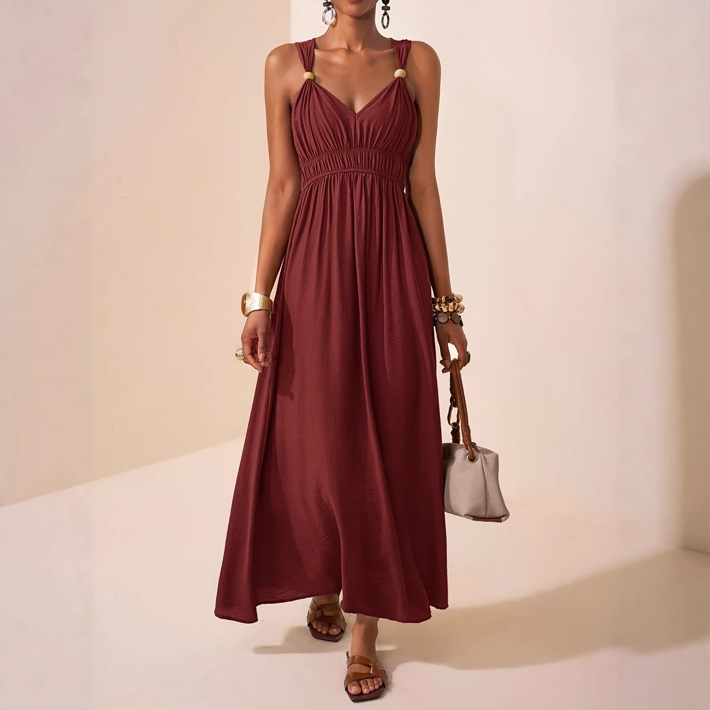 Womens Long Sleeveless Dress With Thin Straps