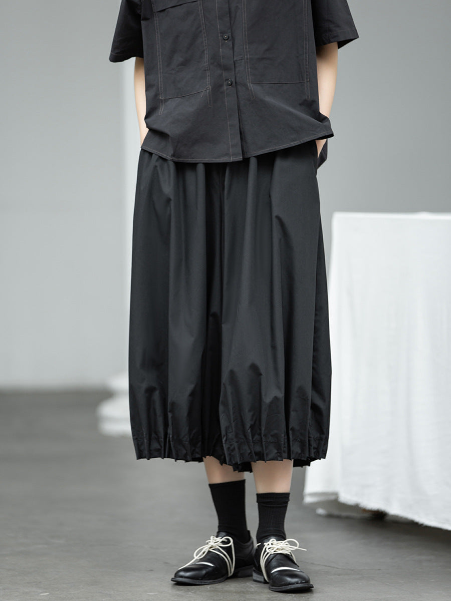 Women's Pleated Elastic Waist Cropped Pants