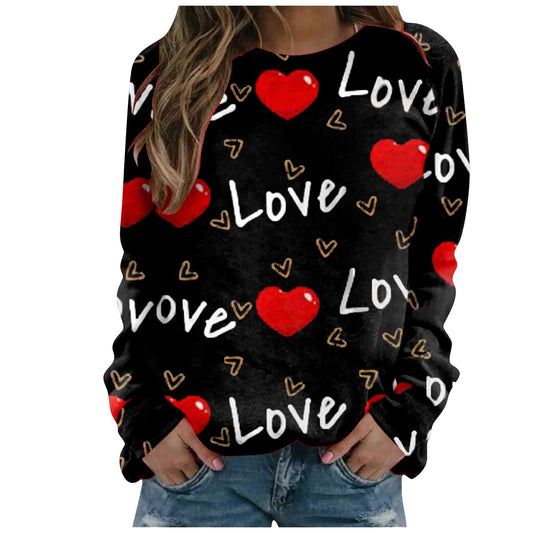 Mønsterprintet langærmet løs sweatshirt