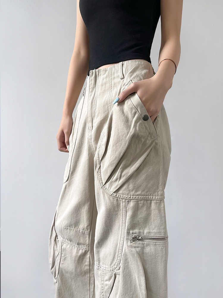 Overalls Pocket Jeans Women's Wide Leg Pants