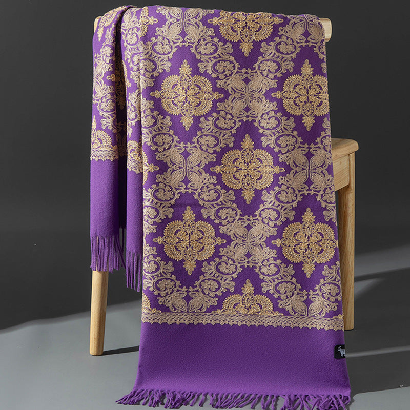 Crown-embroidered Scarf A Versatile Winter And Springfall Accessory In Korean Style