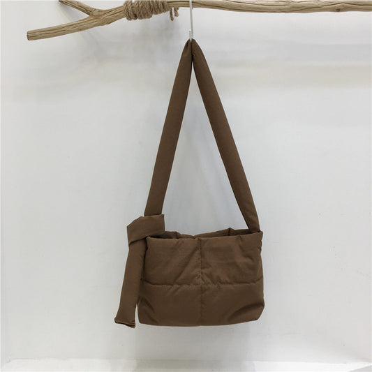 Down Cotton Small Square Soft Texture One Shoulder Crossbody Messenger Bag