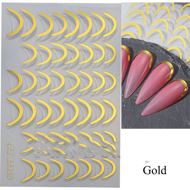 Nail Stickers Ins French Bronzing Lines Metal Scrubs