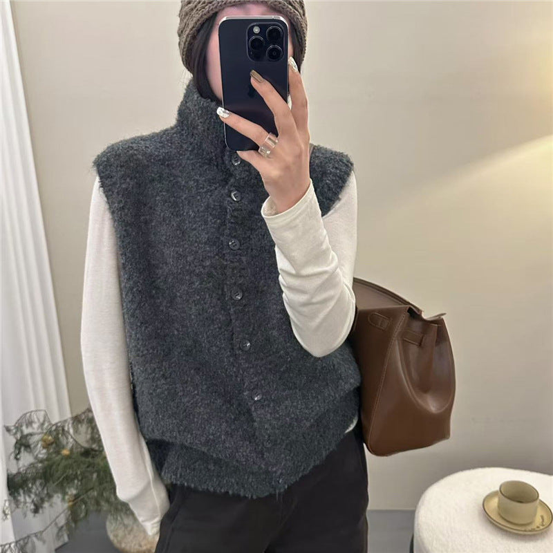 Womens Knitted Sleeveless Turtleneck Sweater Vest