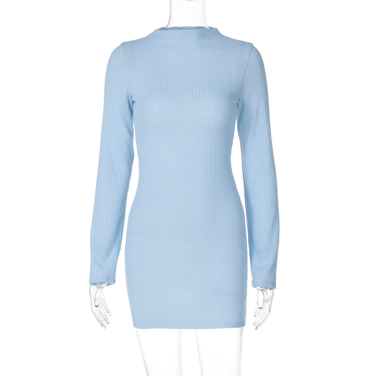 Wholesale Slim-fit Knitted Striped Long-sleeve Bodycon Dress