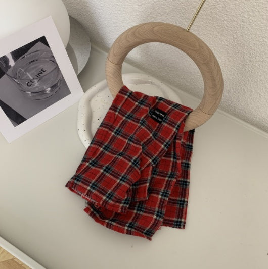Korean Red Plaid Beret Cloud Hat