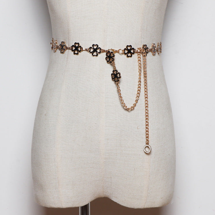 Fashion Decorative Belt Dress Sweater