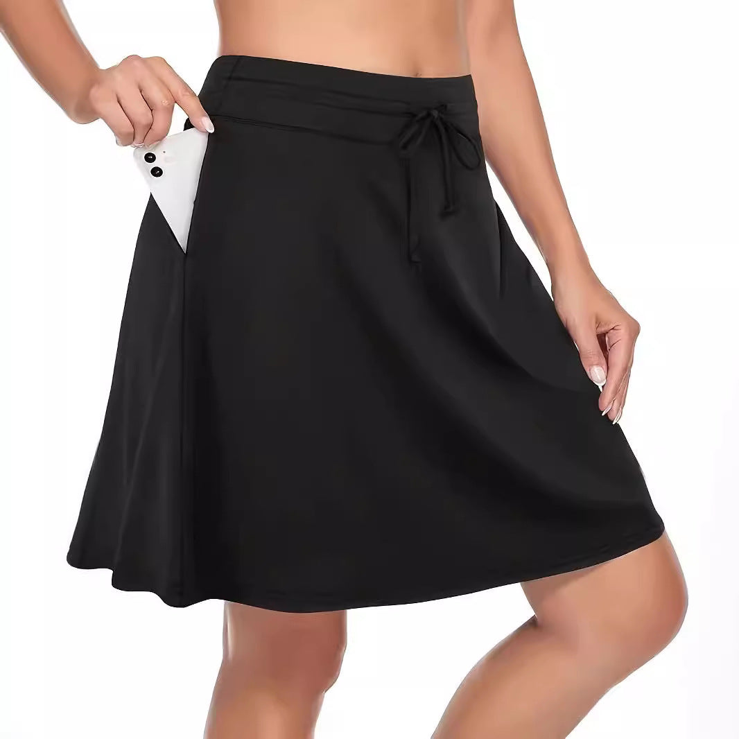 Printed Pocket Fake Two-piece Shorts Women's Clothing