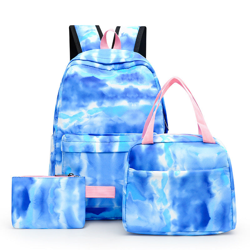 Three-piece Girl Starry Sky Graffiti Printing Primary School Student Schoolbag Lightweight Waterproof Backpack