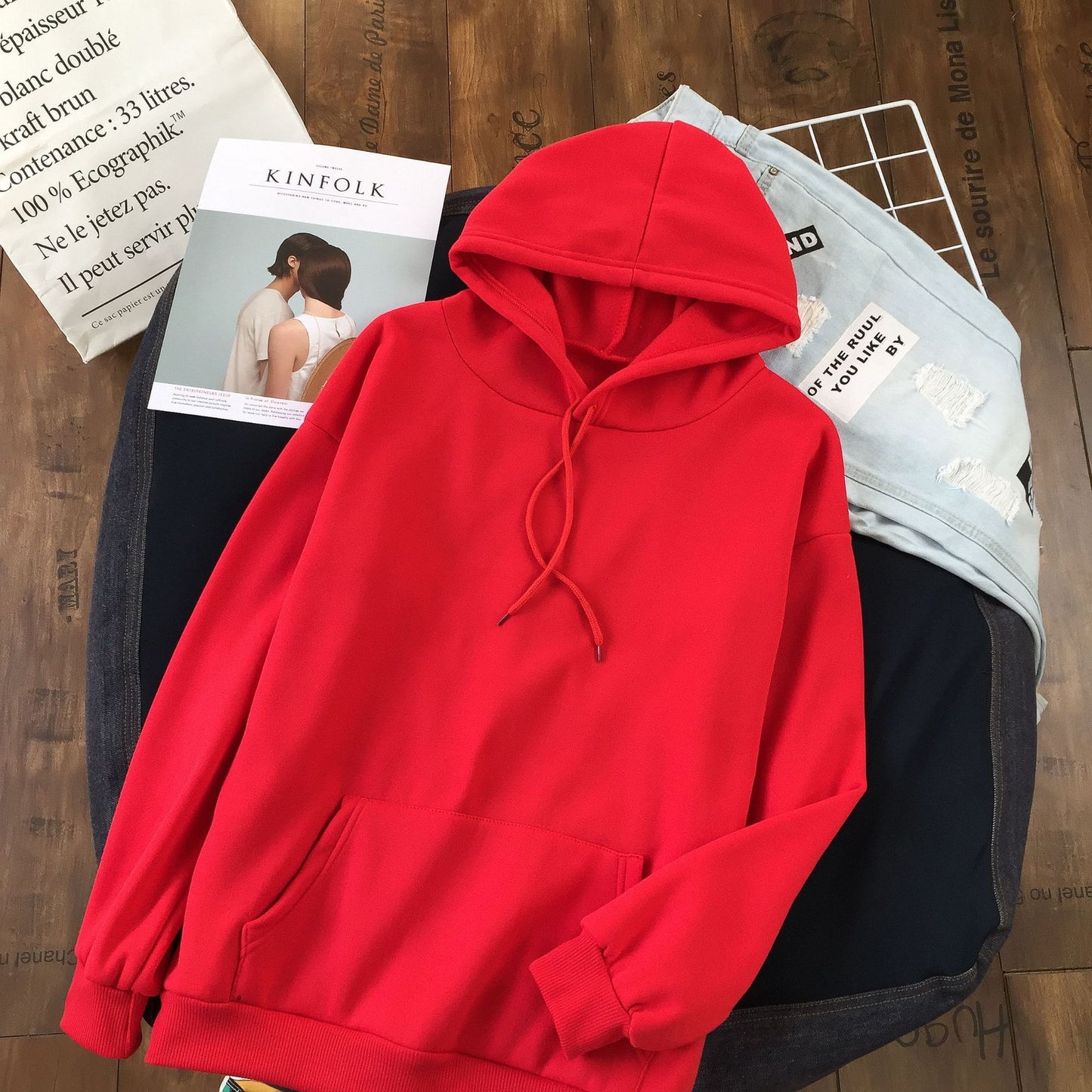 Long Sleeve Solid Color Hooded Sweater Couple