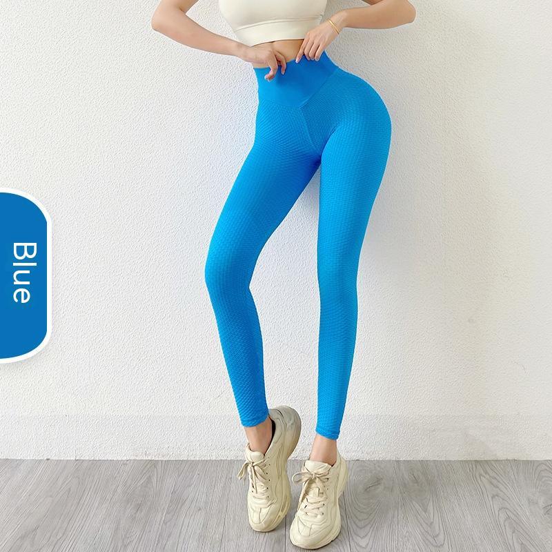 Seamless Solid Color Honeycomb Fitness Yoga Pants