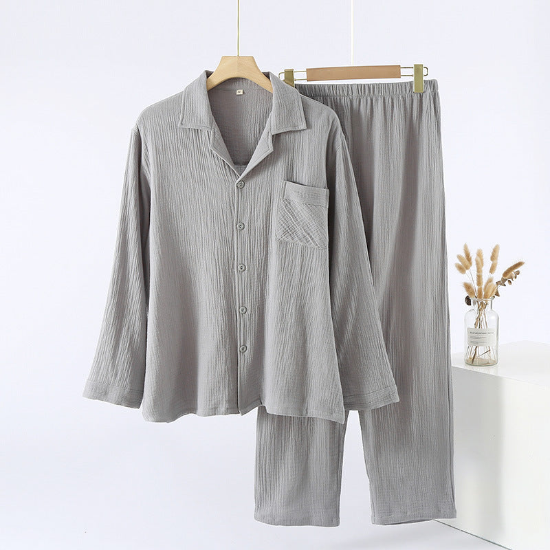 Mens Loose-fitting Plus-size Loungewear With Long Sleeves And Long Pants