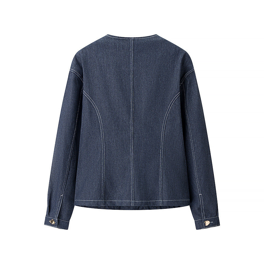 Women's Fashion Casual Round-neck Top High-waist Solid Color Pants Suit