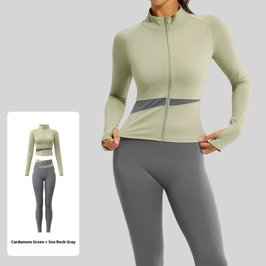 Juyi Tang Peach Color Matching Yoga Suit Nude Feel High Elastic Female