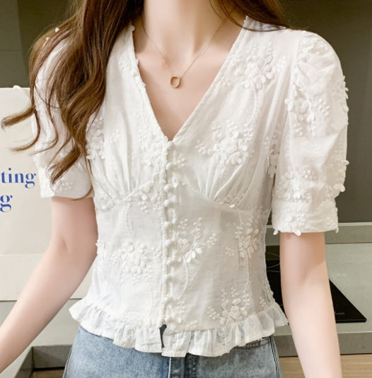 South Korea Dongdaemun Hollow Ladies Short Sleeve