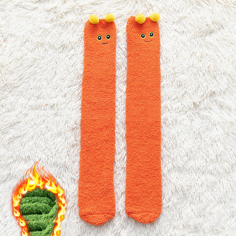 Coral Velvet Calf Socks Female Cartoon Lovely