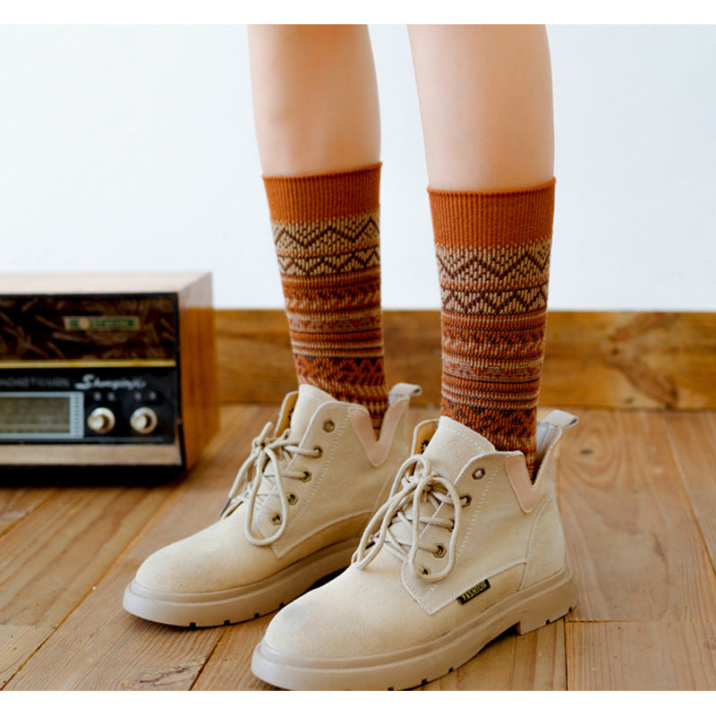 Women's Mid-calf Socks Retro Thickened Long Socks