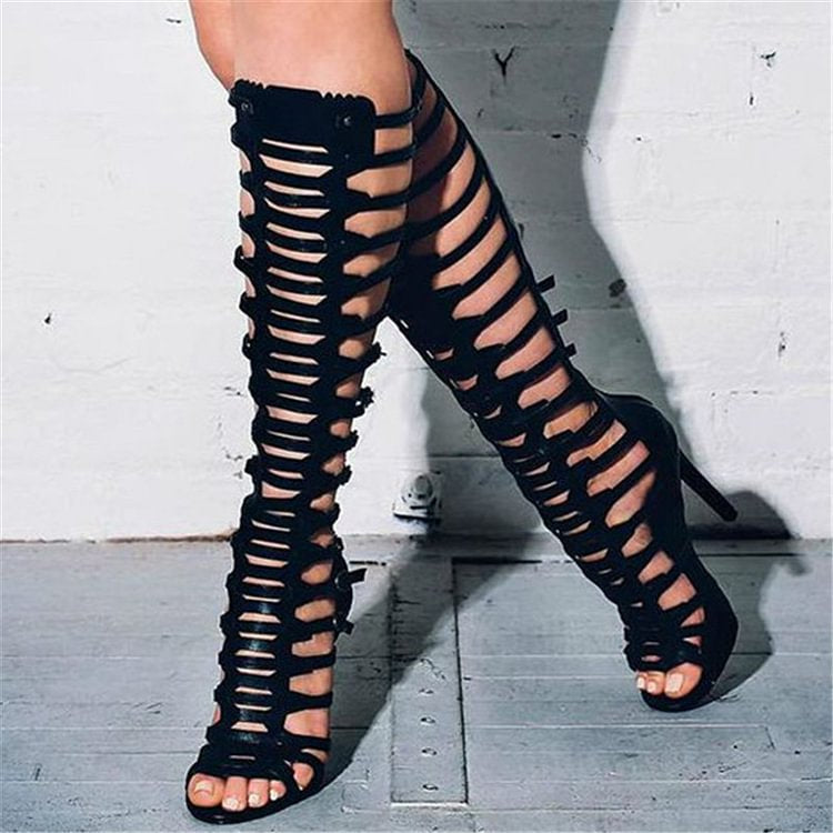 Ins Fashion Runway Laser Hollow Open Toe Roman Style Sandals
