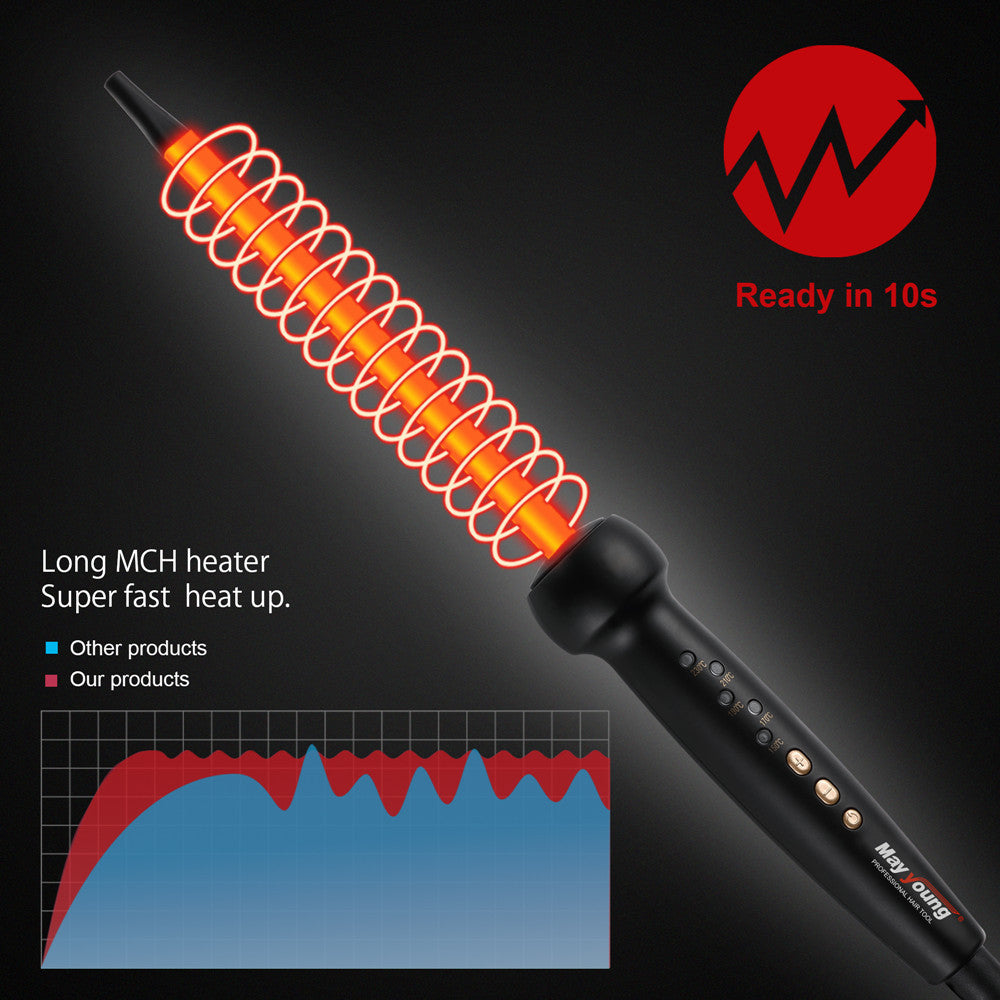 9mm Super Slim MCH Tight Curls Wand Ringlet Afro Hair Cu Rler
