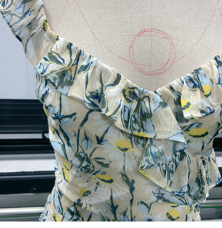 Chiffon Printed Dress Summer Mid Length