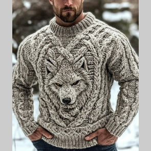 Mens Loose-Fit Long-Sleeve Pullover Hoodie With A Crew Neck And Printed Design
