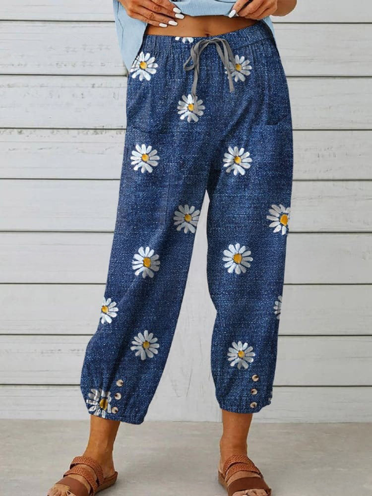 Cotton And Linen Loose Casual Women's Pants Straight