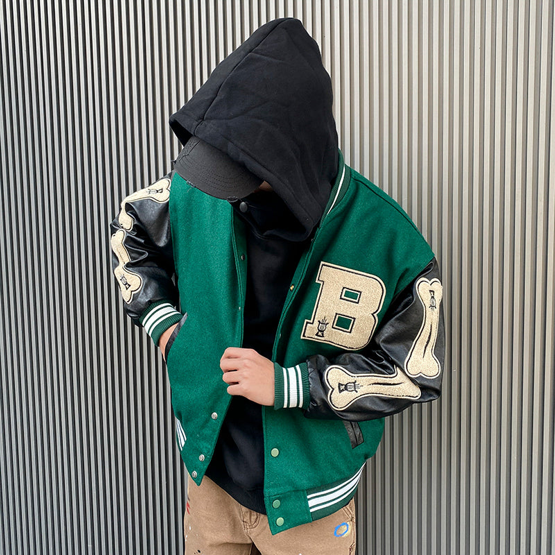 Contrast Color Patchwork Embroidery Brushed Baseball Uniform