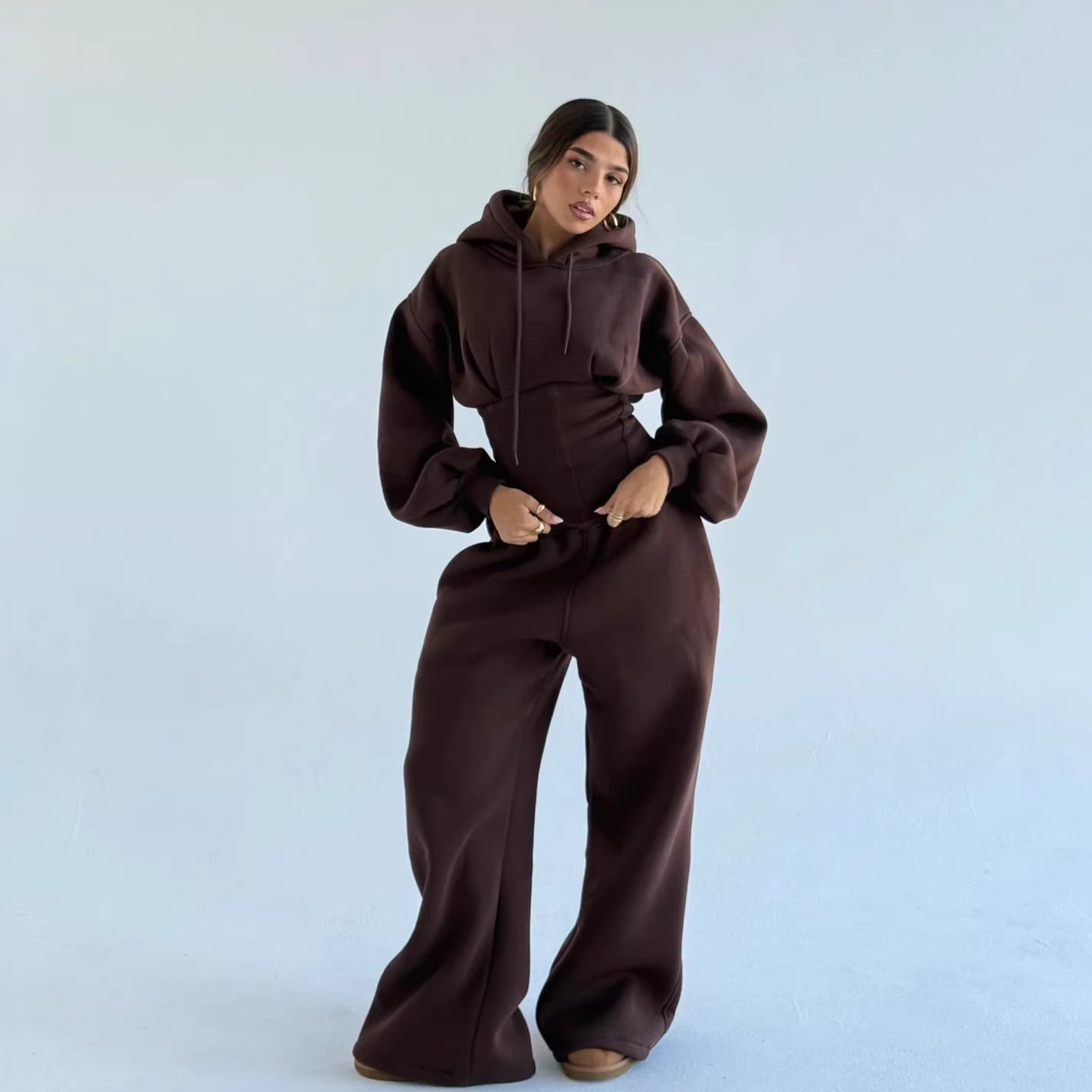 Womens Slim-fit Hoodie And Pants Two-piece Set