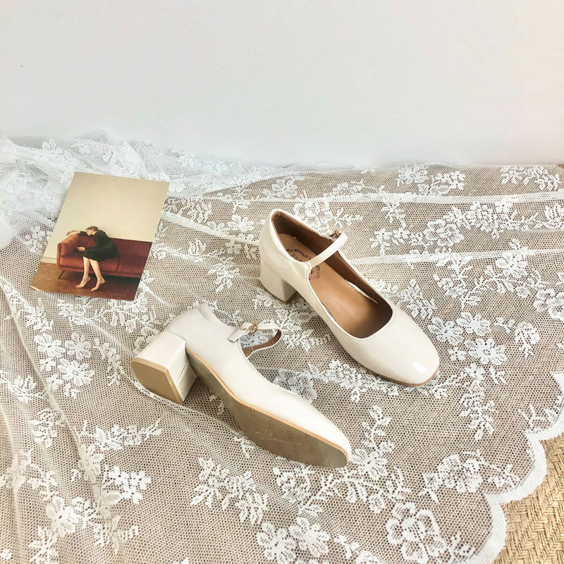 New Vintage Square Toe French Mary Jane High Heels
