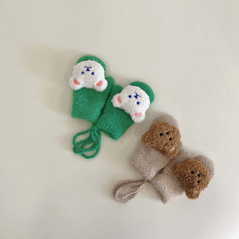 Children's Plush Warm Plus Velvet Gloves