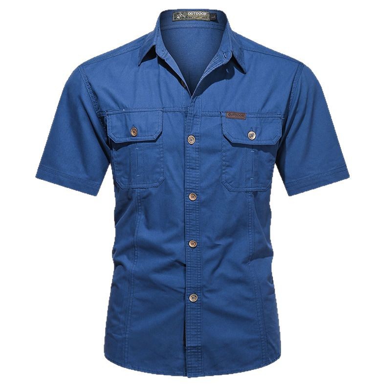 Workwear Short Sleeve Cotton Work Clothes Shirt Outdoor Loose Men's Shirt