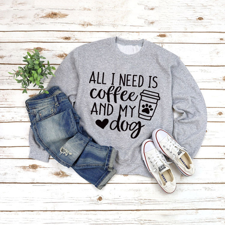 Round Neck Pullover Long Sleeve ALL I NEED Print