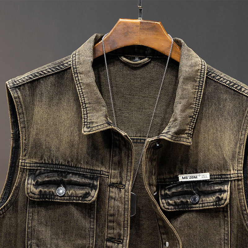 Denim Coat Men's Loose-fitting Waistcoat Workwear Tops