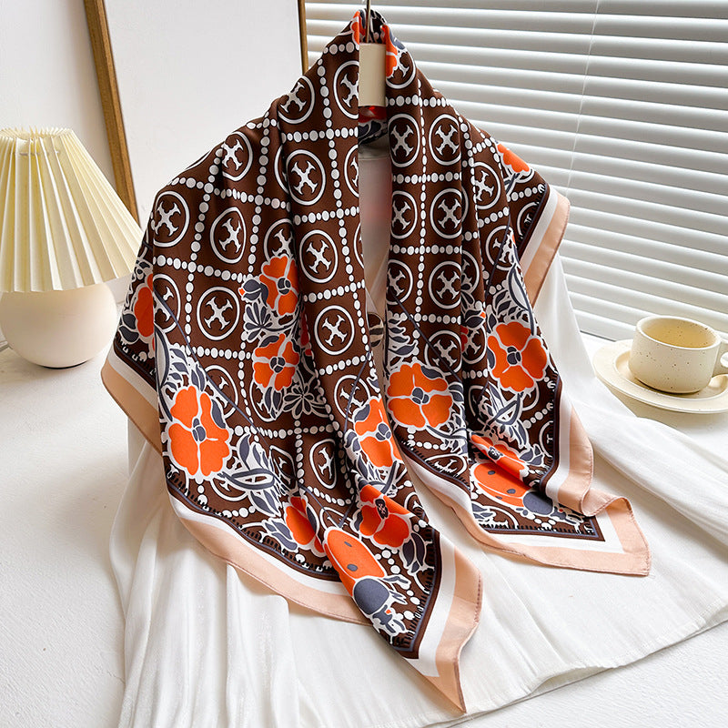 Womens Floral Color-Block Sun-Protective ShawlHijab
