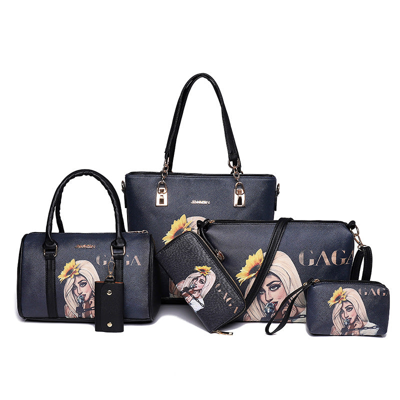 New Style Inkjet Female Bag Fashion Cartoon Printing Picture-Child Bag Handbag Simple One-Shoulder Big Bag