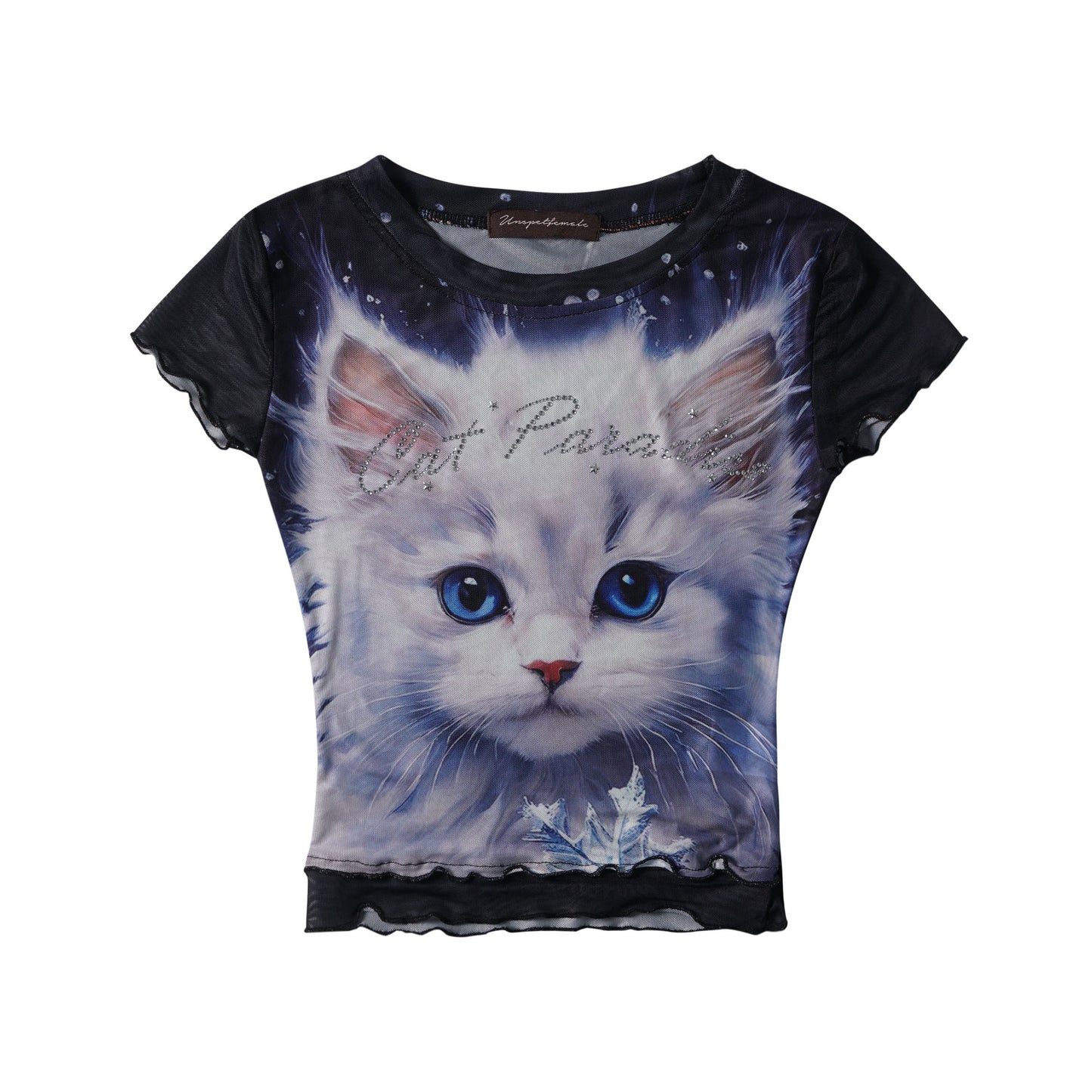 Women's American Design Sense Cat Printing Short Sleeve