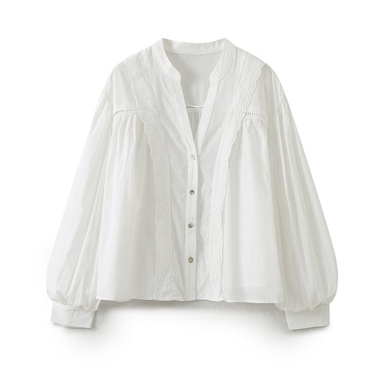 New Temperament V-neck Long Sleeve Satin Tie-dyed Pleated Irregular Shirt Women