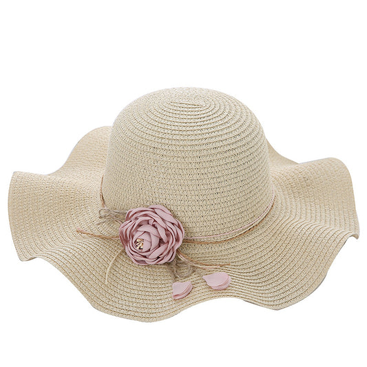 Women's Wavy Edge Big Brim Straw Hat Korean Travel