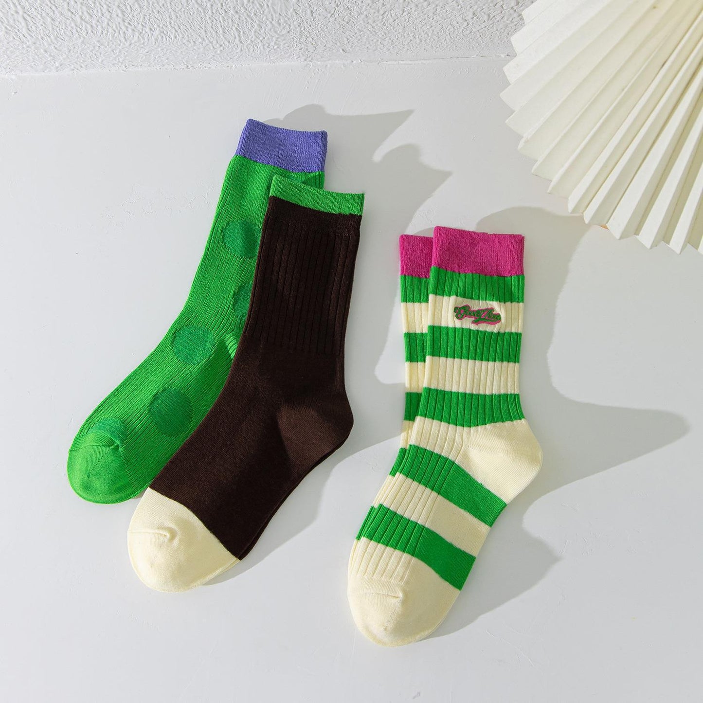 Double Needle Embroidery Women's Stockings Autumn And Winter Long Tube