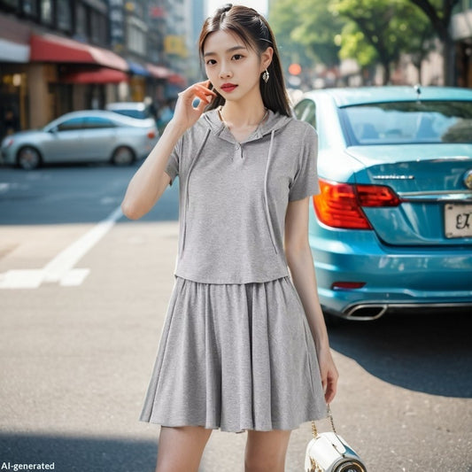 Laid-back Athleisure Skirt Pants Set A Stylish Two-piece Outfit